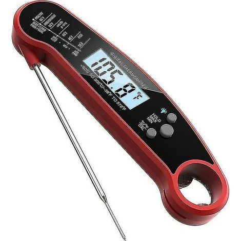 1 Thermomètre de cuisine, lecture instantanée 3s, sonde pliable, écran LCD rétroéclairé, étalonnage, viande barbecue four (1/5)