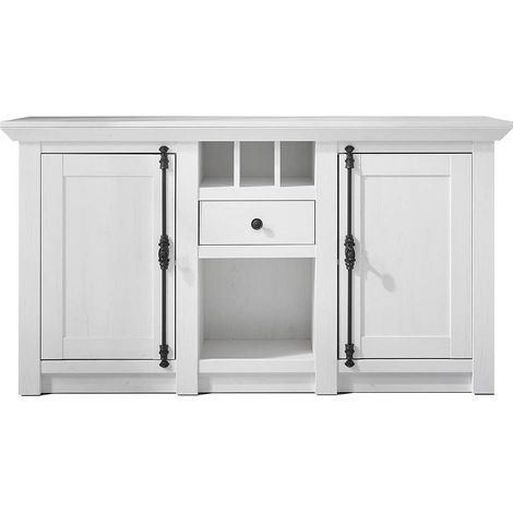 Landhaus Sideboard WINGST-61 klassisches Dekor Pinie weiß Nb. mit Flascheneinteilung B/H/T ca. 152x83x45cm (1/5)