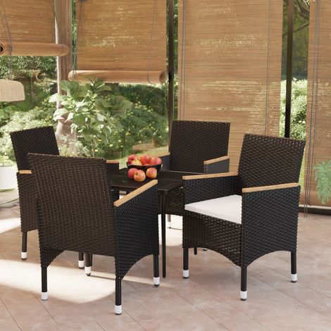 Juego de comedor de jardín 5 piezas con cojines negro vidaXL (1/5)
