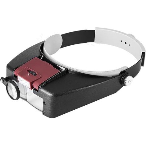 LED-Headset-Lupe für Juweliere (1,5x, 3x, 6,4x, 8,3x) – Beleuchtete, blendfreie Lupe – Präzisionswerkzeug für Uhrenreparaturen, zum Ablesen und für Feinarbeiten – Rot