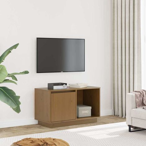 vidaXL Meuble TV Marron miel 74x35x44 cm Bois de pin massif (1/5)