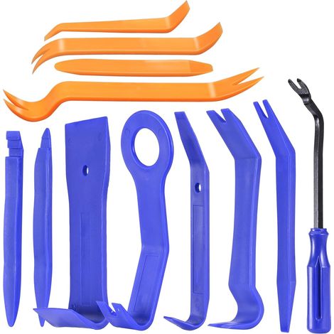 12 outils de démontage de garnitures de tableau de bord, pour intérieur automobile, kit complet avec cales (1/5)