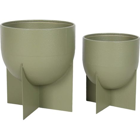 Vasi per piante Rebecca Mobili Silenea 30x25x25 Metallo Verde Moderno SET 2 pezzi