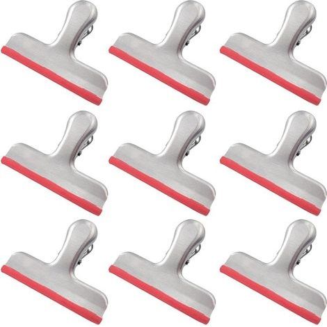 Lot de 10 clips d'étanchéité universels en acier inoxydable avec gadget de protection en silicone (rouge) (1/5)