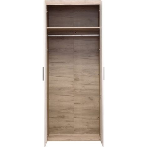 Guardaroba 2 Ante Egna, Armadio Camera da Letto Appendiabiti, Cassetti, un Ripiano, 80x202h cm Bianco Larice