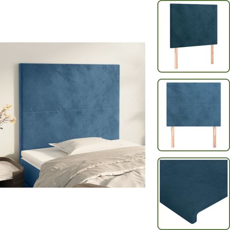 The Living Store Cabecero de cama azul oscuro 90x5x118/128 cm Terciopelo - Terciopelo