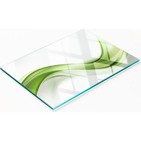 Tagliere da cucina in vetro temperato con grafica decorativa a onda verde 80x52 cm (1/5)