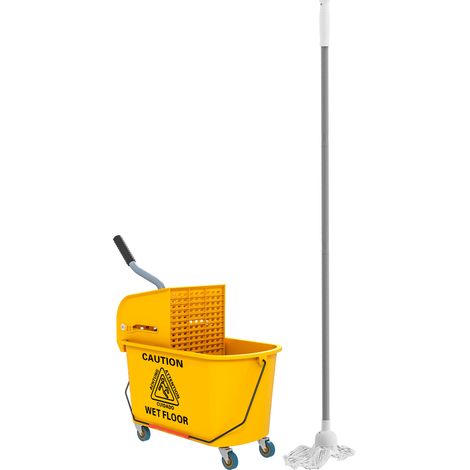 Chariot de nettoyage 20L avec essoreuse et kit de balayage, seau incluant serpillère et rouleau