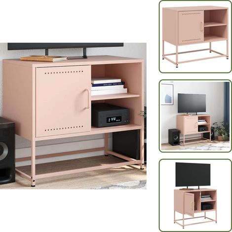 Meuble TV rose 68x39x60,5 cm acier - Meubles Tv - Meuble Tv Industriel - Meuble Tv Rose - Meuble Tv Acier - Rangement Tv
