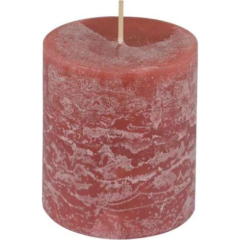 Bougie Pilier Déco "Rustique" 7cm Rose (1/3)
