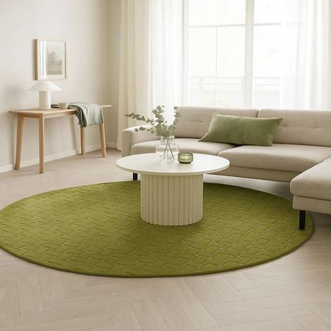 Tapis en laine AstroAura - Tapis en laine  - 180x180cm, Round - 100% Laine vierge - Tufté main - Vert