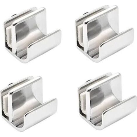 Ensemble de 4 poignées pour portes en verre, en alliage de zinc, sans perçage, pour vitrines, armoires, tiroirs de 3 à 5 mm d'épaisseur. (1/4)