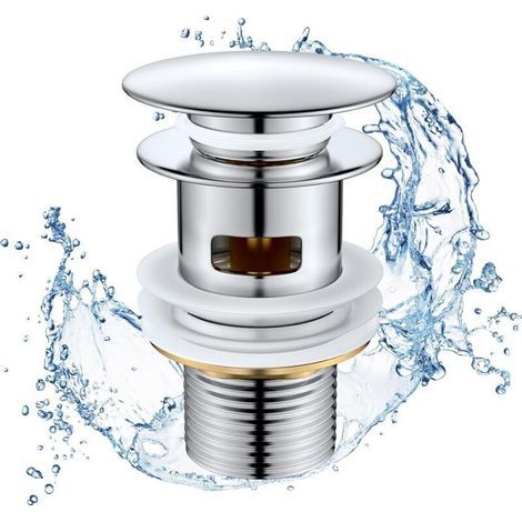 Tappo di scarico a scomparsa per lavabo, tappo per lavandino del bagno, con filtro anti-intasamento, tappo di scarico universale con troppopieno per lavabi e lavandini, 41-55 mm (1/4)
