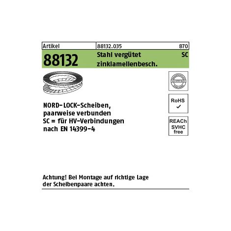 Unterlegscheibe R 88132 geklebt NL 30 SC Sta zinklamellenb. 25St. NORD-LOCK (1/2)