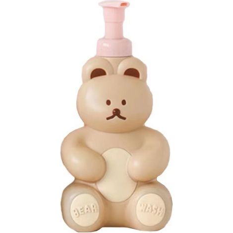 Cute bear-shaped foam pump bottle, large capacity foaming soap dispenser for face wash, body wash, hand lotion, tea color (1/5)