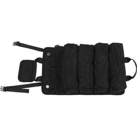 Sac à outils en tissu Oxford, sac de rangement multifonctionnel portable, enrouleur de transport suspendu pour électricien, plombier, menuisier, noir (1/5)