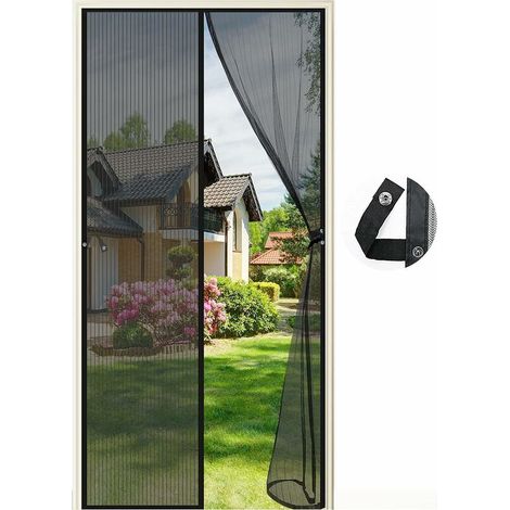 moustiquaire fenetre Moustiquaire Porte, 110 x 220CM Rideau de Porte Anti Mouche Magnétique Fermeture Automatique Anti Insectes Moustiquaire pour Portes de balcon, Salon, Montage par Sans Perçage (Noi (1/2)