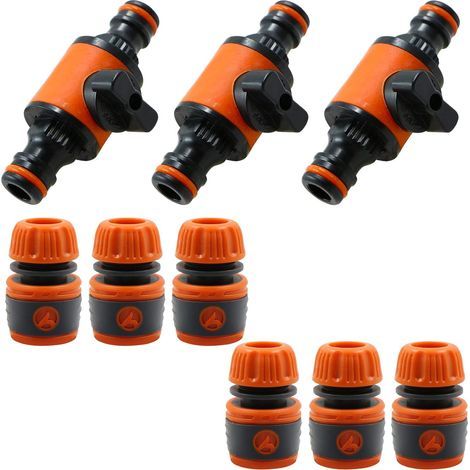 Faucet Connector Kit Garden Hose Fitting Hose Connector with Control Valve - Garden Hose Stop Valve Quick Hose Fittings for 1/2 Inch Hose - 3pcs