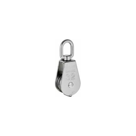Heavy-duty single sheave rope pulley with stainless steel swivel, pulley block, max load 35-1000 kg - M32 (1/4)