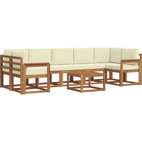 Conjunto de sofás de exterior 8 uds. Natural y Crema vidaXL (1/5)