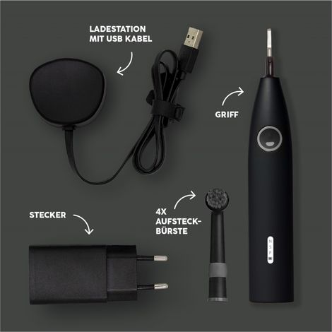 happybrush ECO R2 + 3 Refills Elektrische Zahnbürste all black
