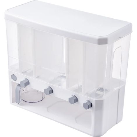 Conteneur de stockage de grains, design gain de place, système de compartiments à 5 grilles, Blanc (1/2)