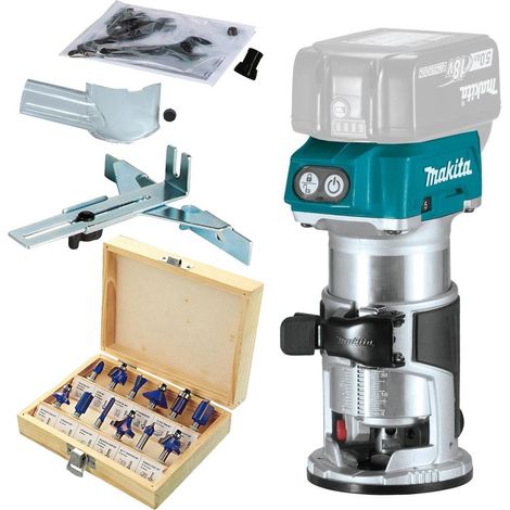 Makita DRT50Z 18V LXT Cordless Brushless Laminate Router Trimmer + 12 Pc Bit Set