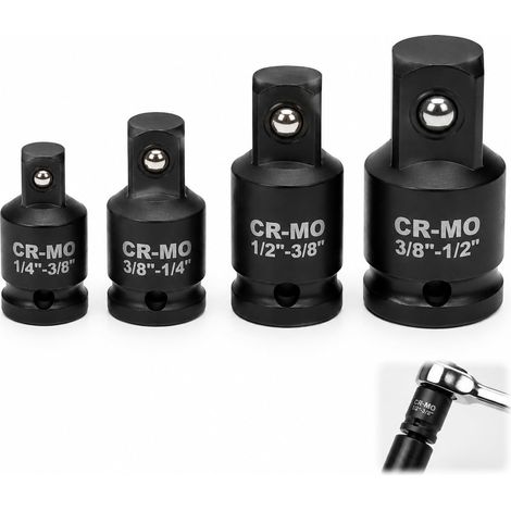 4 Adaptateur Douille En Acier Chrome-Molybdène Cr-Mo Haute Résistance Pour Cliquet Et Clé À Chocs, Convertisseurs 1/4, Adaptateur 3/8 1/2 Pouces, Accessoires Robustes De Réduction Et Extension (1/5)