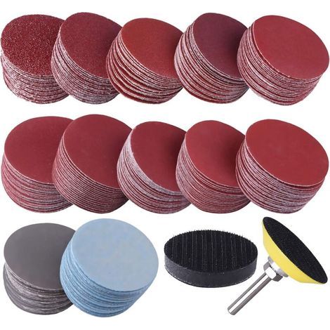 300 pièces disques abrasifs 50mm disques abrasifs grain 80 180 240 320 400 600 800 1000 2000 3000 pour meulage fraisage gravure RWDIY ›Outillage à main et électrique› Accessoires pour outil (1/5)