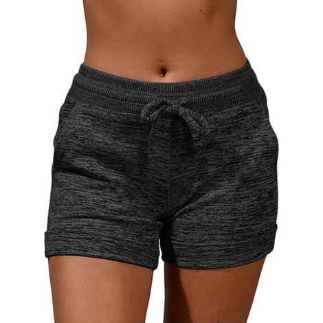 Short de plage femme été, pantacourt sport décontracté, taille élastique cordon, poches pratiques, tenue de détente active. (1/4)