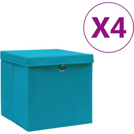 vidaXL Storage Boxes with Covers 4 pcs 28x28x28 cm Baby Blue