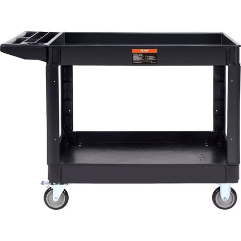 Chariot de service utilitaire à 2 étagères, roulettes pivotantes, 249,5 kg, entrepôts, garages et nettoyage finition soignée (1/5)