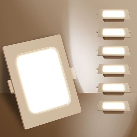 LED Recessed Spotlight, 6W Equivalent to 72W, Warm White 3000K, White, Indoor LED Downlight, LED Bulkhead, Ф105mm, Pack of 6 [Energy Efficiency Class A+] (1/5)