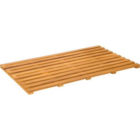 Alfombrilla de baño Liso Marrón 80 x 48 x 2,5 cm Madera vidaXL