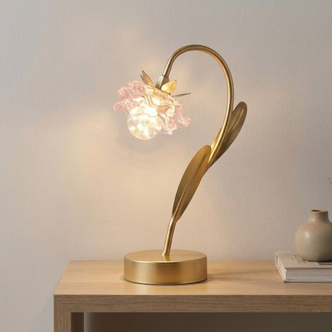 Single Stem Pink Glass Flower LED Lamp (1/2)