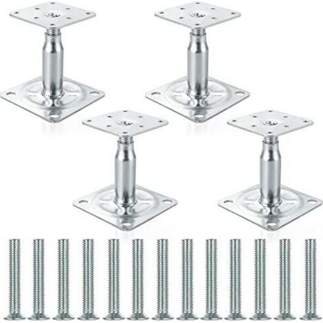 Lot de 4 supports de poteau surélevés galvanisés réglables de 100 à 150 mm, support de toit robuste pour construction