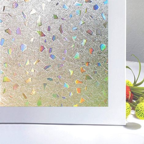 Fensterfolie (45 x 200 cm), blendfrei, blickdicht, 3D-Regenbogeneffekt, dekorativ, UV-beständig, hitzebeständig, guter Sichtschutz, elektrostatische Glasfolie (1/5)