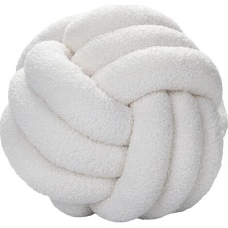 Beige Knot Ball Pillow, Knotted Ball Pillow, Ultra Soft Hand-Woven Lamb Velvet Sofa Cushion, Companion Cushion, Sofa Pillow (1/5)