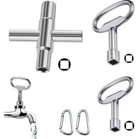 5 Clé Carré Vidange Set, Clé Robinet Clé à Radiateur, Clé Universelle 4 Voies Avec, Clé Creuse Carrée Compteur Eau, 4 Voies Clé Carrée Clé Croisée Multifonction pour Compteurs Gaz, Eau (1/5)