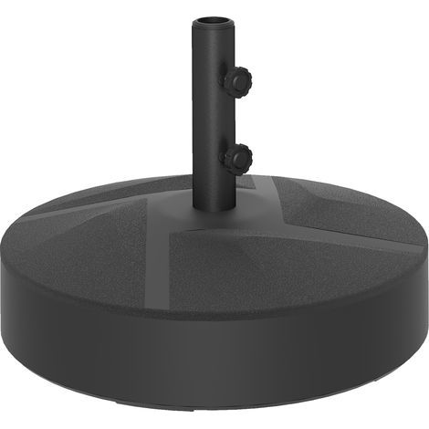 Pied de parasol round. socle parasol extérieur à remplir avec 25 L d'eau / 30 kg de sable. 56 x 56 x 40 cm. noir (1/5)