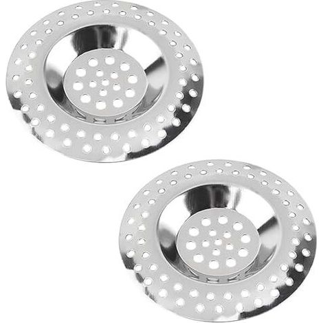 2 Pack Drain Filter, Stainless Steel Sink Strainer, Shower Hair Filter, 2.8 inch Kitchen Sink Grid, Rustproof and Quick Drain, Universal Strainer for Sink, Shower and Bathtub (1/5)