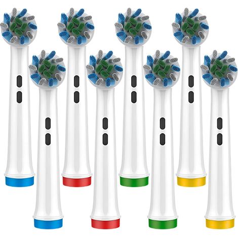 Têtes de brosse à dents de rechange Oral-B compatibles - 8 têtes Cross Action compatibles avec les brosses à dents électriques Braun Oral-B - blanches (1/5)