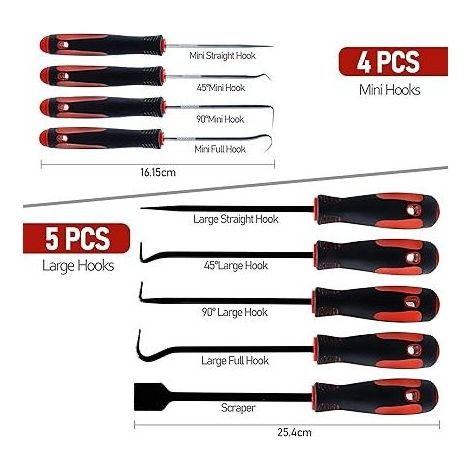 Kit de crochet 9 pièces – Outils avec joint torique et tournevis – Poignées ergonomiques – Pour travaux de carrosserie (1/5)