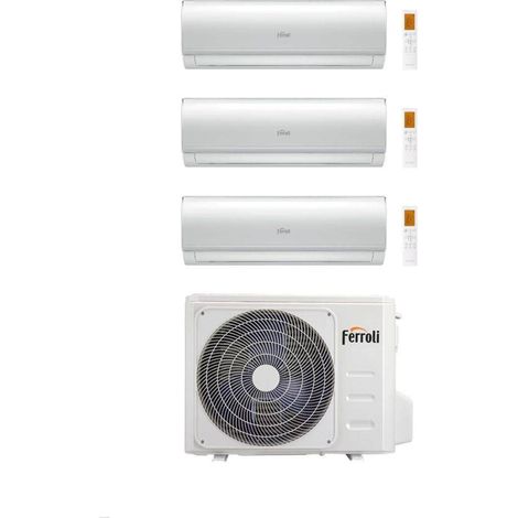 Ferroli Climatizzatore Trial split Giada M 9+9+18 con 2CP001SF-28-4 R 32 Inverter Wi-Fi Classe A++