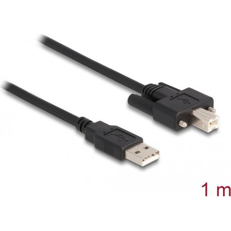 Delock Cable USB 2.0 Tipo-A macho a Tipo-B macho con tornillos 1 m