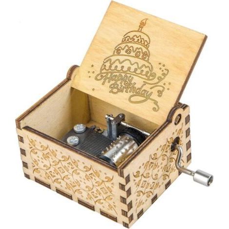 Wooden music box, laser engraved vintage style wooden music box, gift. (1/5)