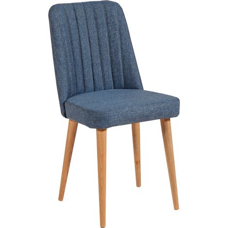 Chaise de salle à manger tissu bleu et bois naturel Akira (1/3)
