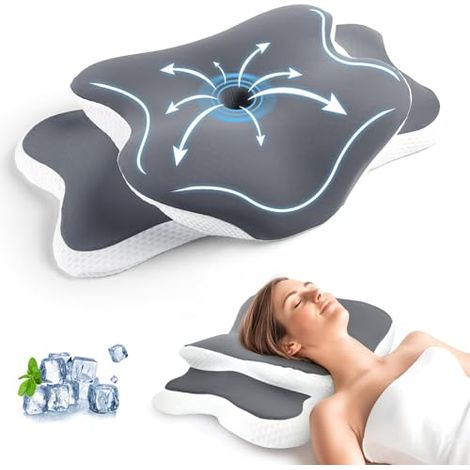 Oreiller Orthopédique en Mousse à Mémoire de Forme – Soutien Cervical Ergonomique pour Cou & Épaules, Housse Soie Rafraîchissante Anti-Rides, Convient pour Dormeurs Latéraux, Dos & Ventre (1/5)