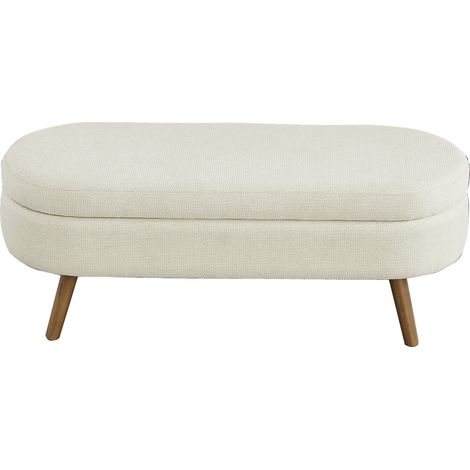 Banc de Rangement 110 cm Coffre de Rangement Assise Rembourree Trous d'Aeration Forme Ovale Meuble Chaussures pour Entree Couloir Chambre Salon (1/5)