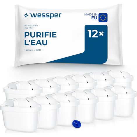 Cartouche Filtrante, Filtre à Eau Compatibles avec la Carafe Filtrante Maxtra, Filtre avec Charbon Actif et résine échangeuse d'ions - 12 pièces, Blanc. (1/5)